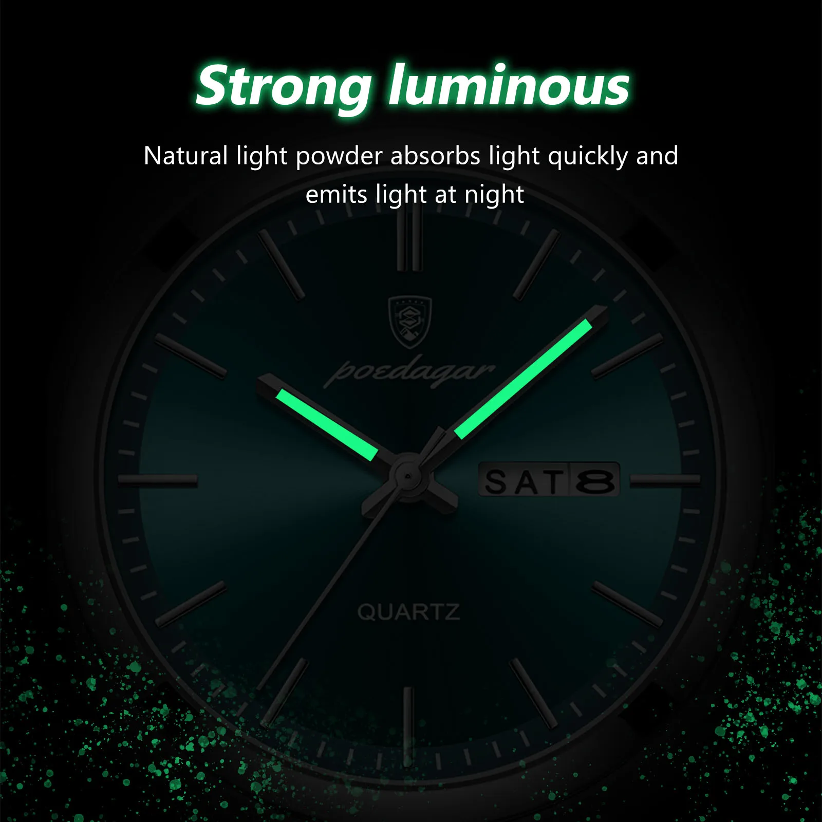 POEDAGAR Orologio da polso da uomo al quarzo di lusso Orologi sportivi da uomo Impermeabile luminoso Data Settimana Orologio da uomo in acciaio inossidabile Reloj maschile + scatola