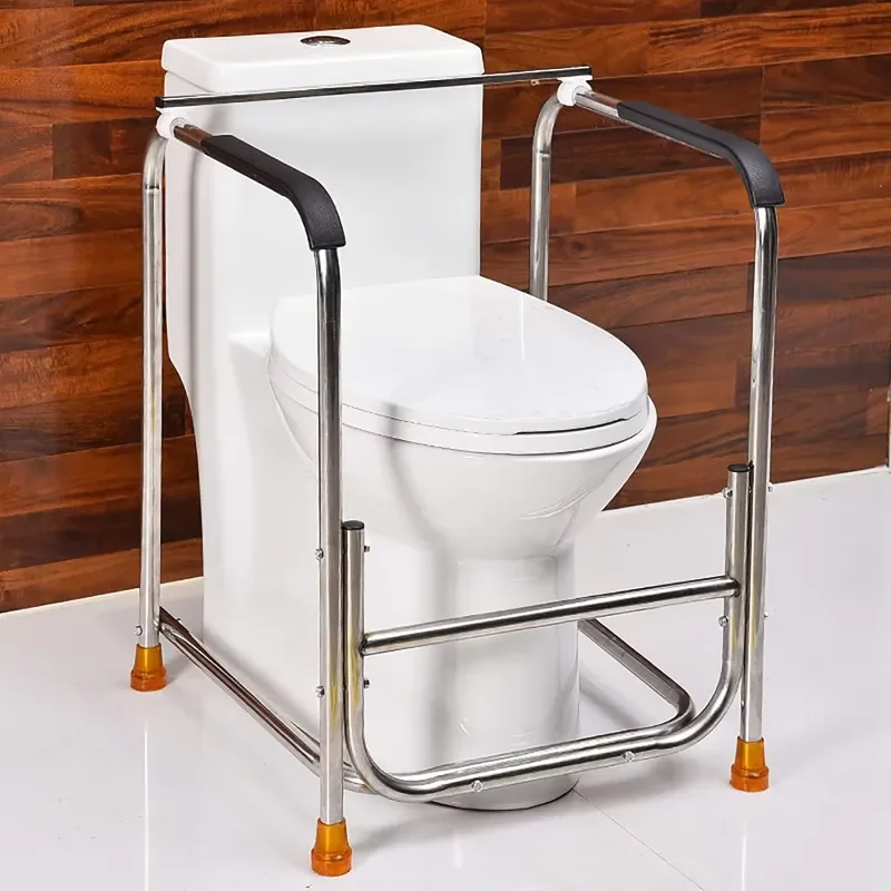 Adjustable Bathroom Safety Rail for Elderly Disabled Toilet Support Frame Customizable Medical Grab Bar Sturdy Steel Tube