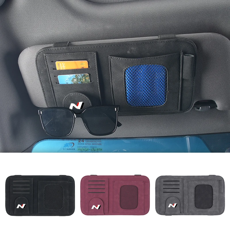 Car Visor Storage Bag Sunglasses Clip Card Holder Organizer Accessories For Hyundai I30 I20 IX35 I40 Tucson Getz Veloster Kona E