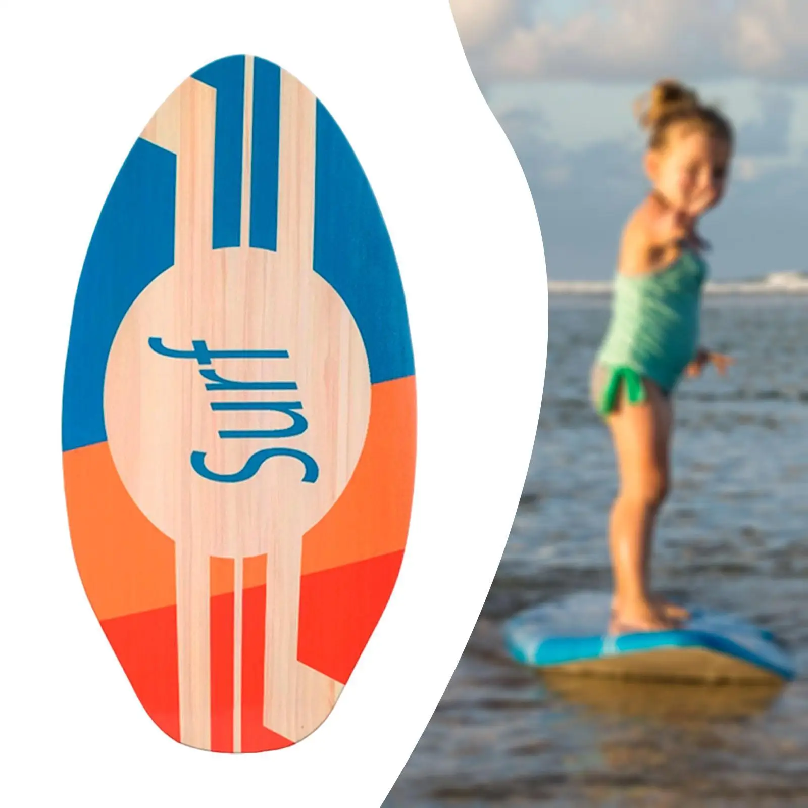 Skimboard Shallow Water Surf Board Portable Water Sports Beach Sand Board Wooden Skim Board for Kids Adults Teenagers Beginners - view 4