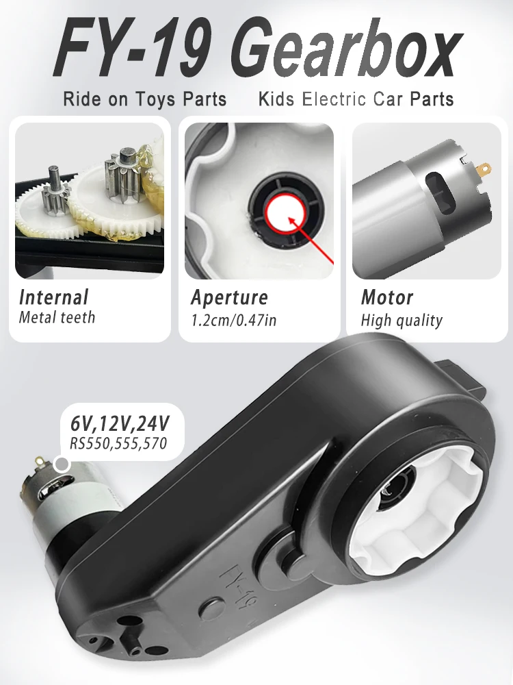 Boîte de vitesses de moteur haute puissance pour voiture électrique pour enfants, moteur de vitesse de boîte de vitesses de moteur à engrenages en métal 12V 24V pour monter sur voiture avec engrenage métallique