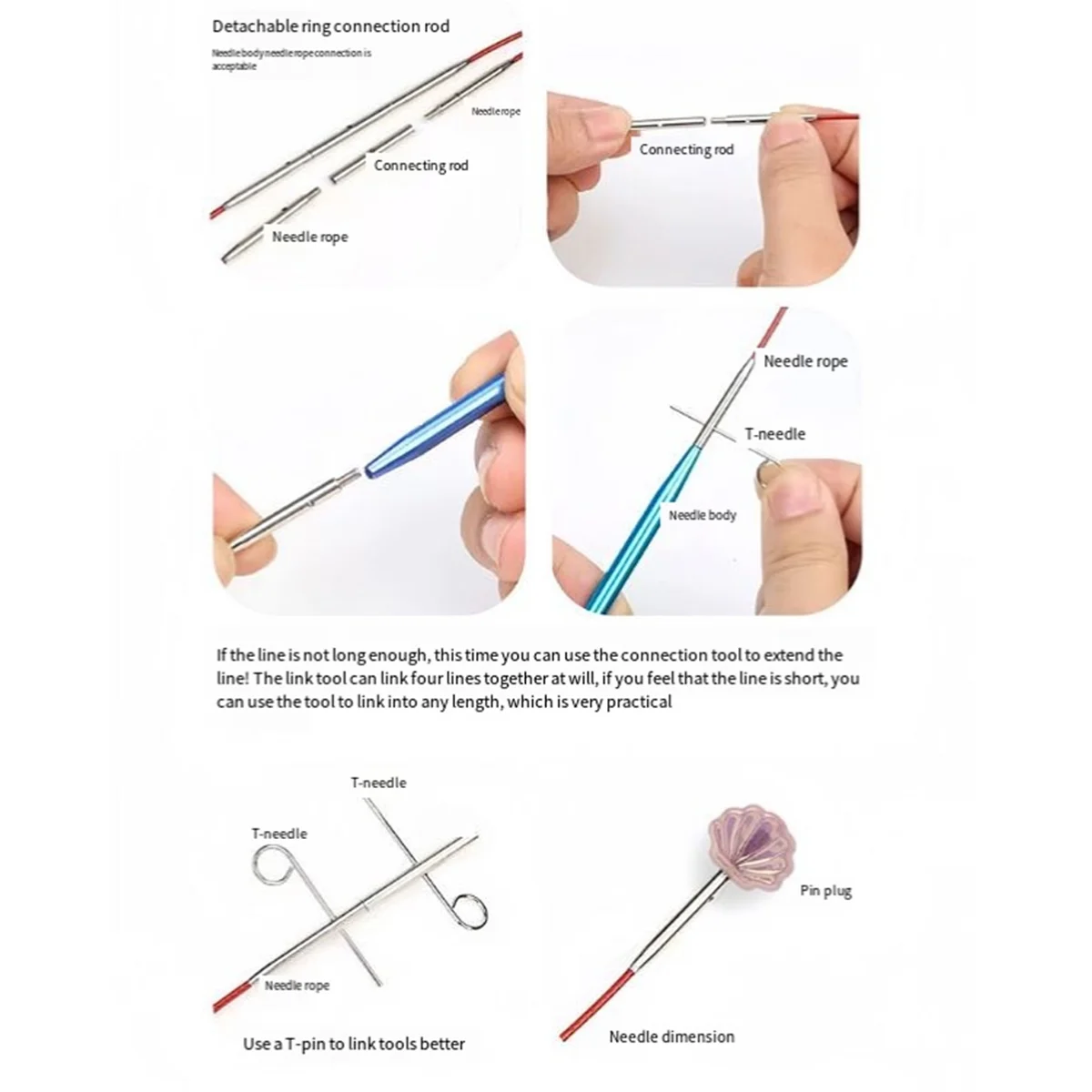 AA98 Stainless Interchangeable Knitting Needle for Crafting Multifunctional Knitting Needle Tool Set for DIY Sweater Project