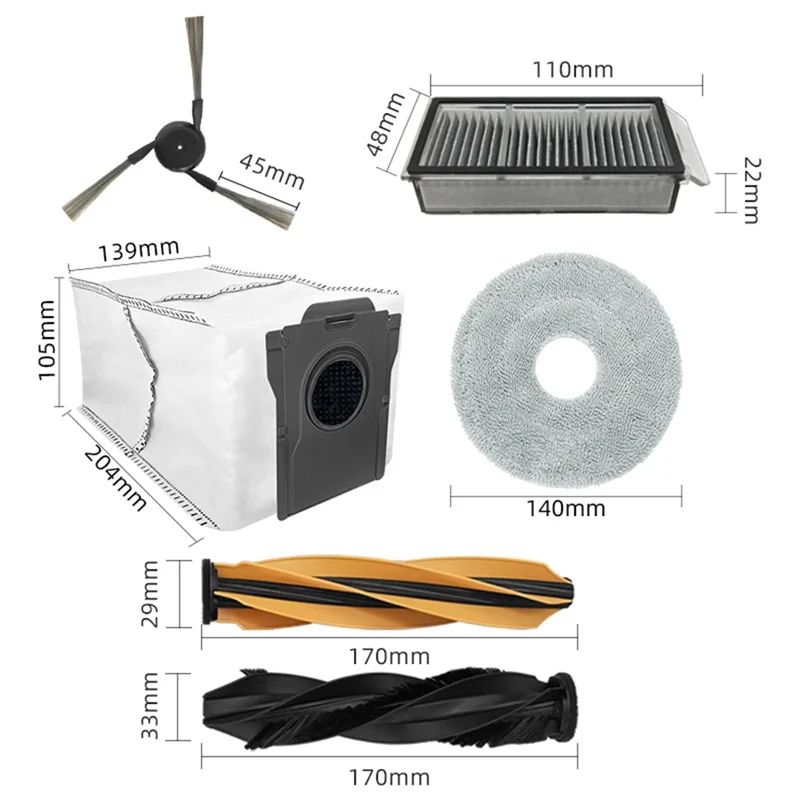 A99T Main Roller Brush Full Vacuum Parts For Dreame X50 Ultra Side Brush HEPA Filter Mop Cloth Dust Bag Vacuum Parts Kit