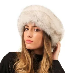 Nuove fasce invernali per le donne Cappelli in pelliccia di volpe sintetica Feamle Outdoor Spessore peloso Berretti caldi Cappello Berretto da sci da neve a prova di freddo Copricapo