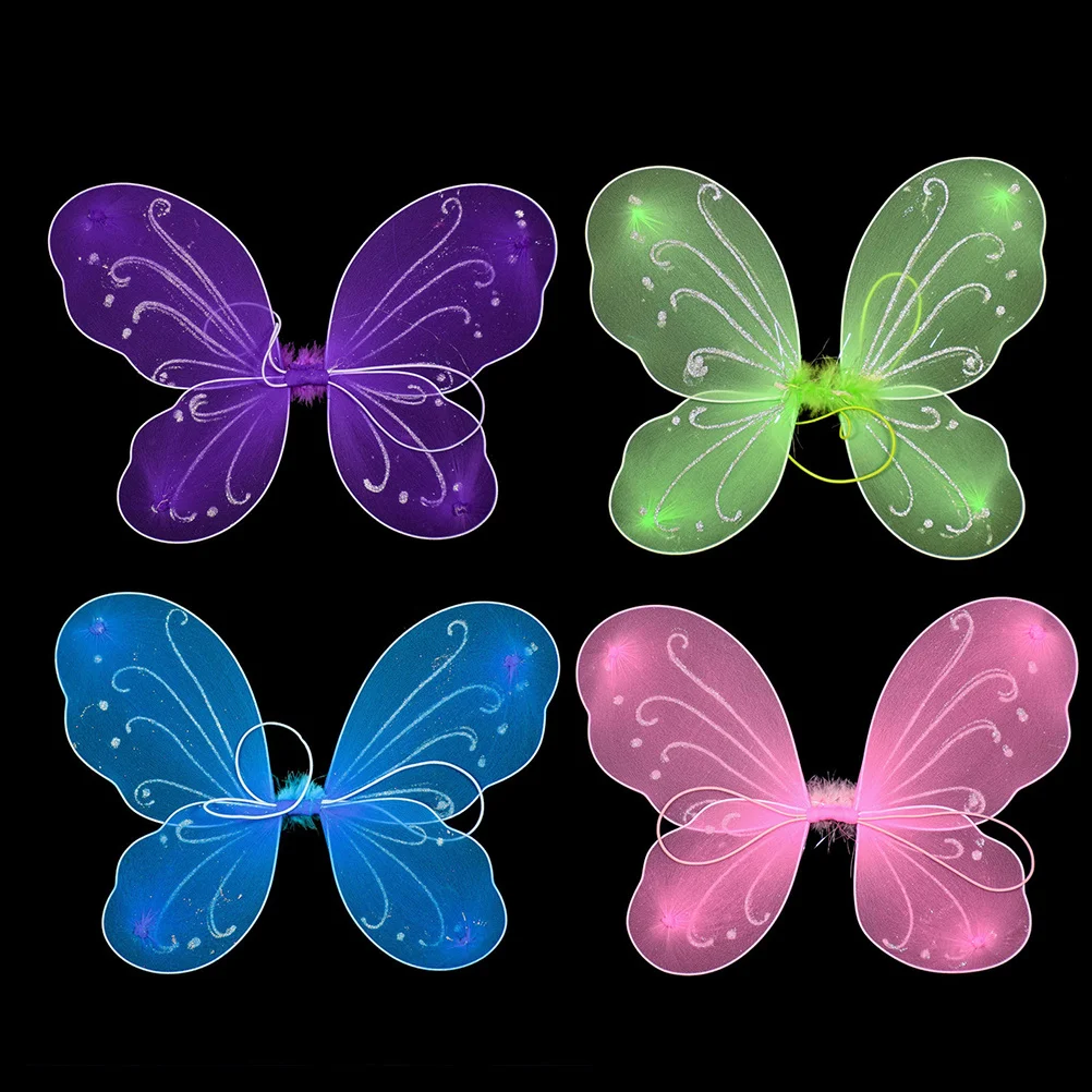 4pcs Butterfly Wings Props Multicolor Kids Performance Costumes For Halloween Cosplay Party Stage Dance Decor Accessories