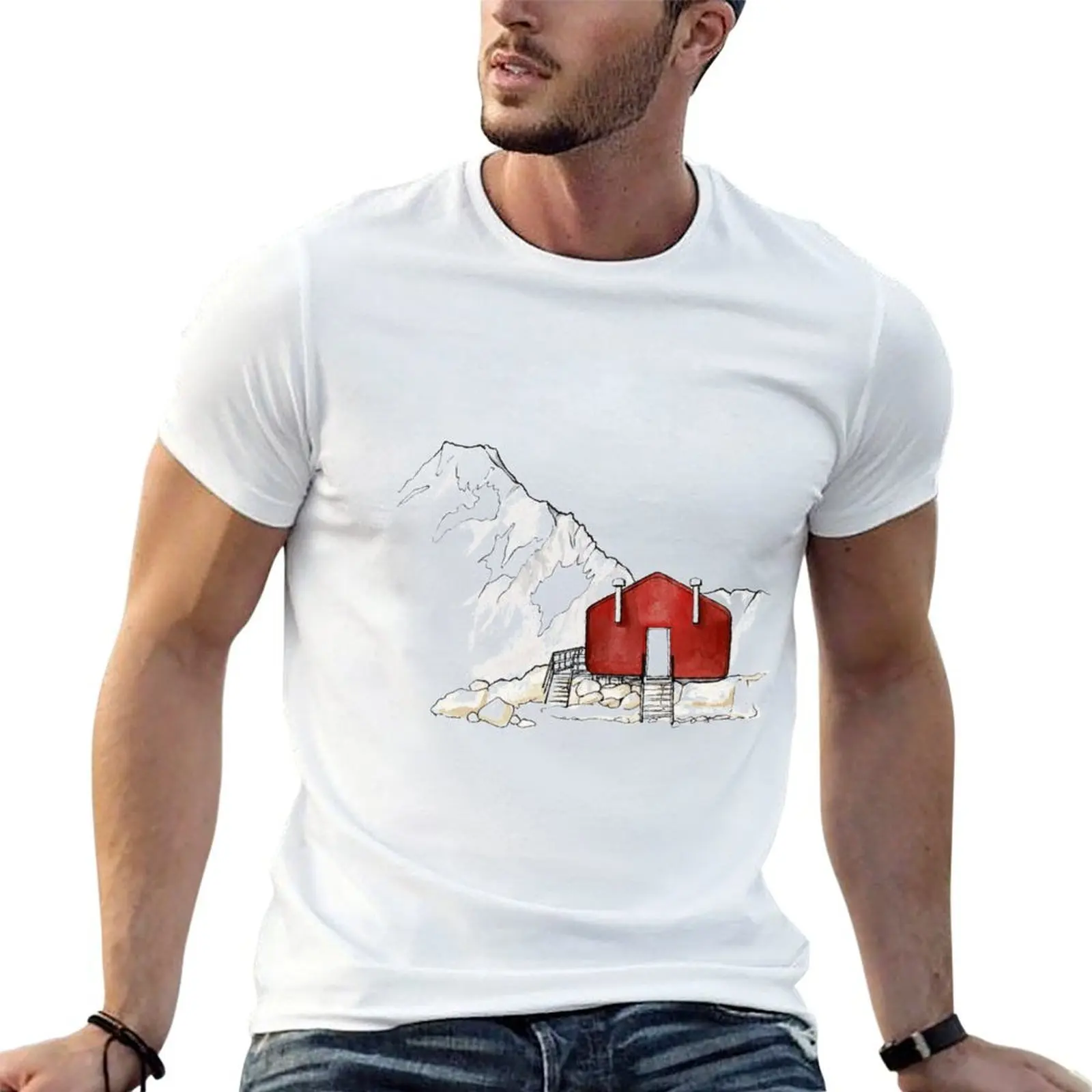 Mueller Hut, Mt Cook T-Shirt blacks summer top cotton t shirt men