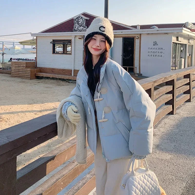 سترة قطنية قصيرة مبطنة بالقطن لخريف وشتاء 2025 كورية جديدة بياقة واقفة #2