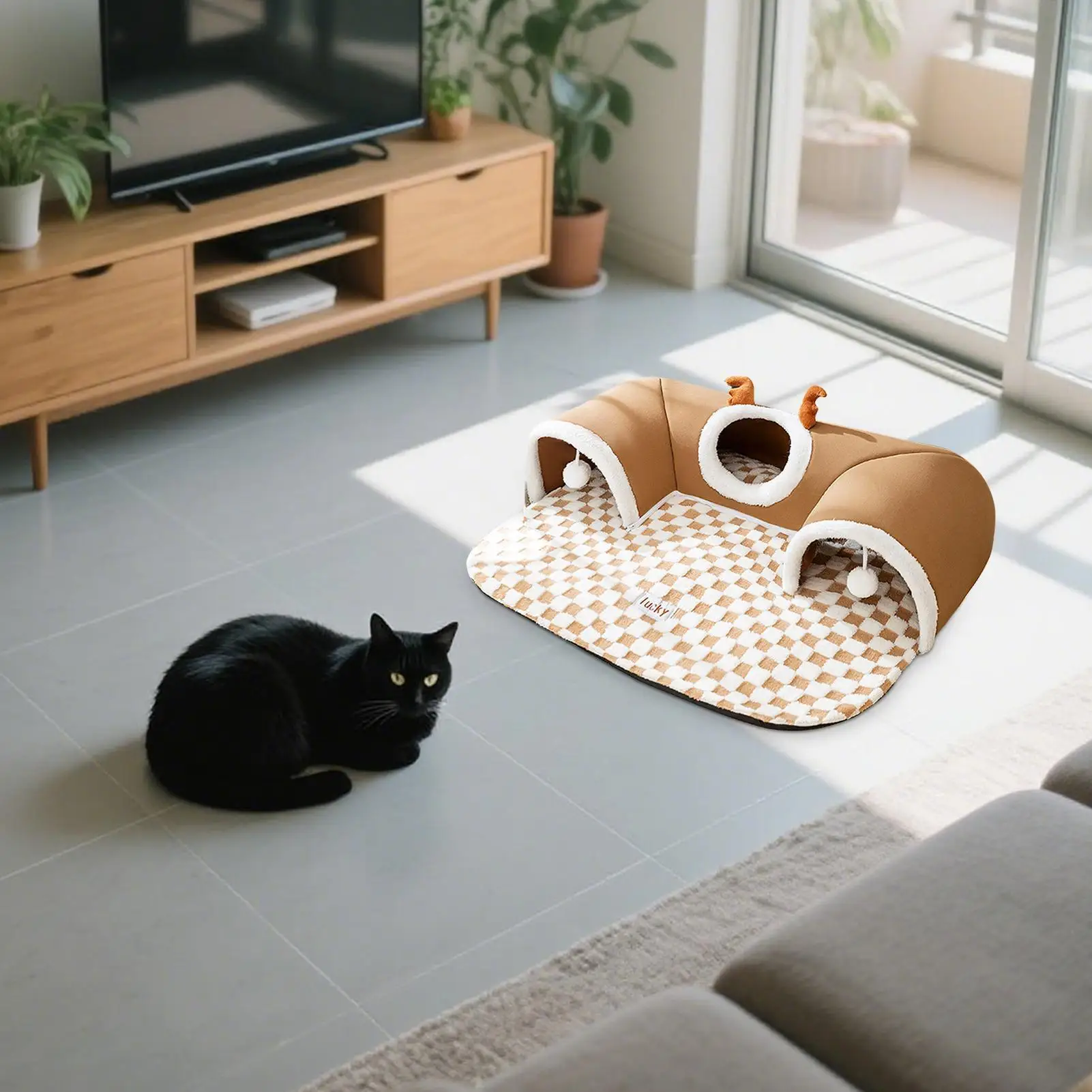 Cat Bed Tunnel Cat Play Tunnel Warm Shelter Tent House Toys for Dog Pet Animal Indoor Outdoor Wall-Corner Games Outside - view 3