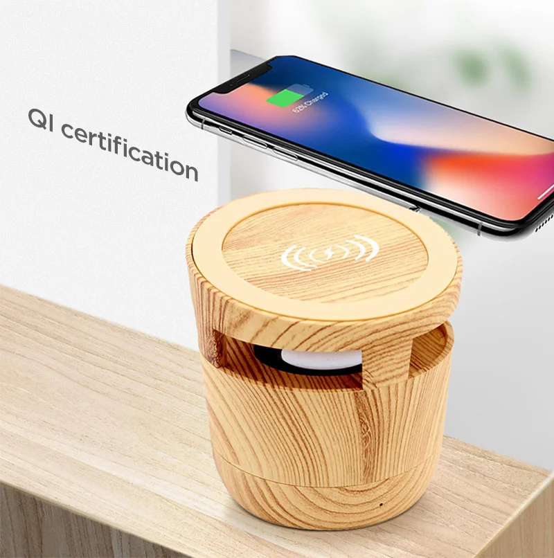 2023 New Portable Outdoor Sport Smart Wood Bluetooth Speaker Wireless Charger Bluetooth Speaker Wood Grain Wheat Straw Subwoofer