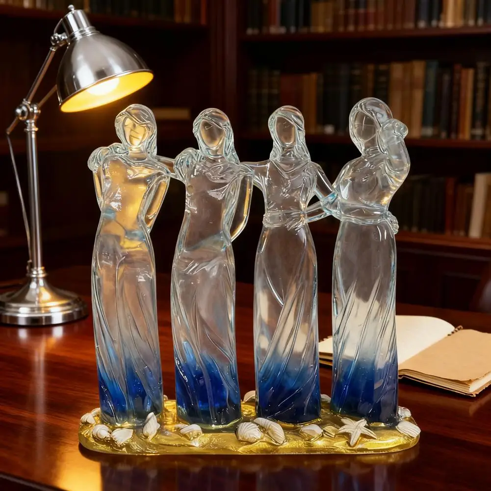 Resin Friendship Decoration Friendships Celebration Sculpture Clear Carved Two/Three/Four Sisters Statue Figurine Decoration