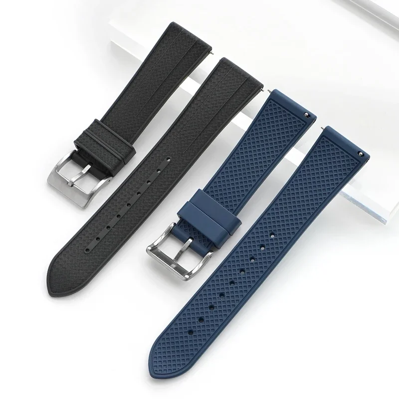 فلورو المطاط حزام الإفراج السريع 18/20/22/24 مللي متر FKM الرجال مقاوم للماء الغوص استبدال حزام (استيك) ساعة العالمي ساعة اكسسوارات