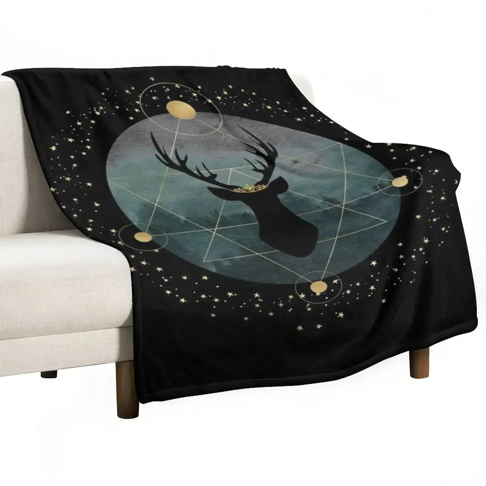 Throne of Glass- Forest Stag Throw Blanket Decorative Sofa Heavy Blankets