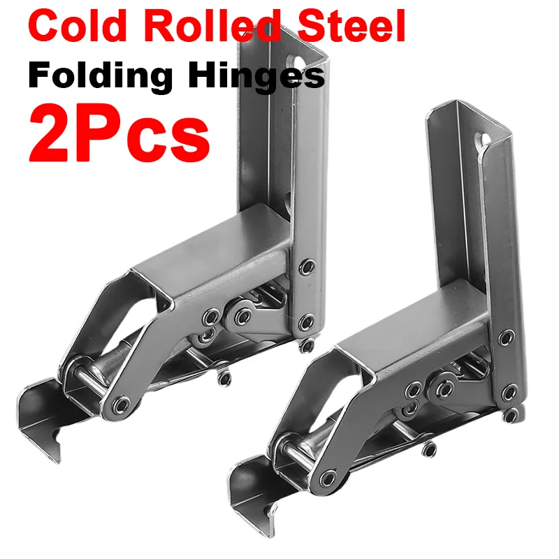 2PCS 90 Degree Folding Hinge Self-Locking Hinges Table Legs Bracket Chair Fold 180° Spring Hinges Furniture Corner Connection