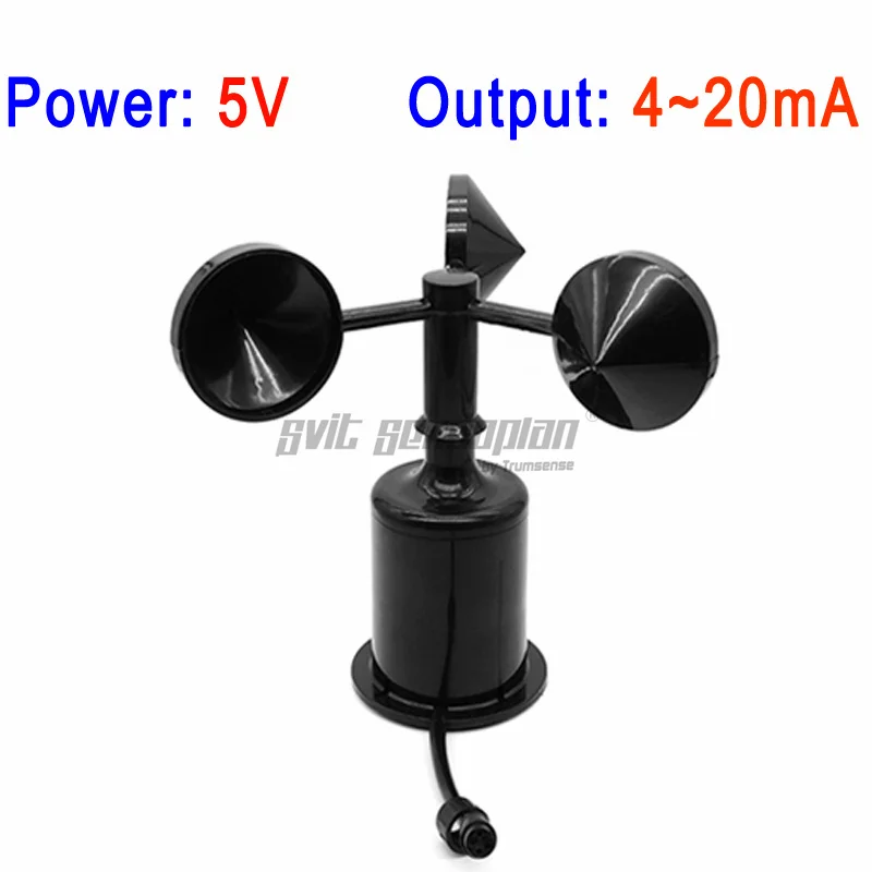 Trumsense STTWS5420 Current Output Wind Speed Sensor DC 5V 4 to 20mA Output Available for Both Bottom and Side Wire Outlet