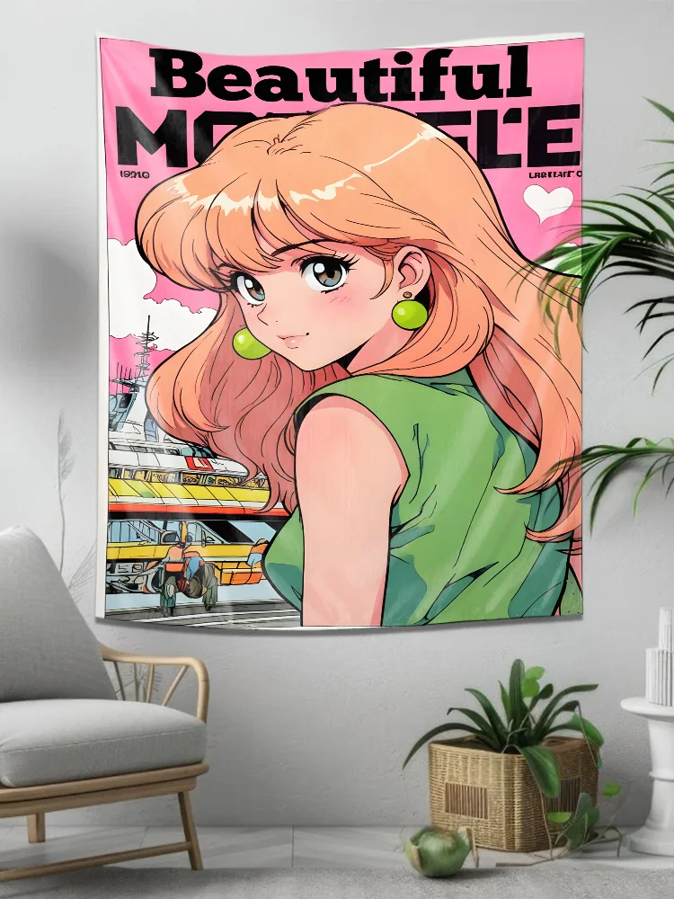 "Anime Style Exquisite Hanging Cloth - Fashionable and Unique Wall Decoration Tapestry"