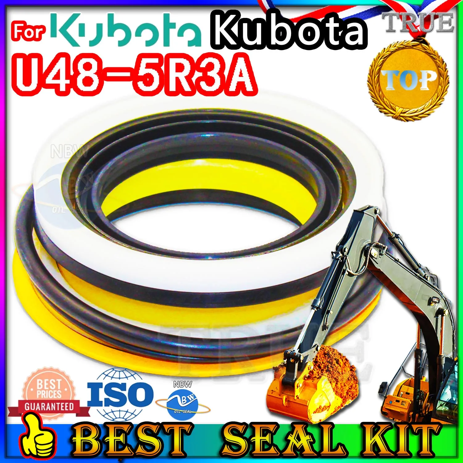 For Kubota U48-5R3A Oil Seal Repair Kit Boom Arm Bucket Excavator Hydraulic Cylinder U48 5R3A Parts MOTOR Piston Rod Shaft Dust