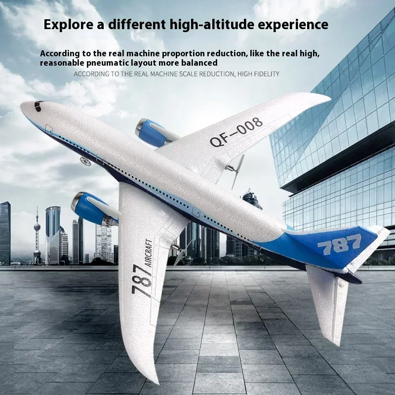 RC Boeing 787 Glider Qf008 2.4G Electric Remote Control Plane Three-Channel Fixed Wing Aircraft Passenger Jet Model Toy Kid Gift