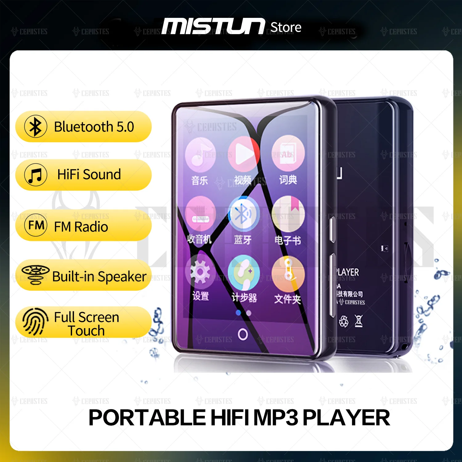 

NEW2.8'' Full Touch Screen MP4 MP3 Player with Speaker Portable HiFi Lossless Sound MP3 Music Player with FM/ Recorder/pedometer