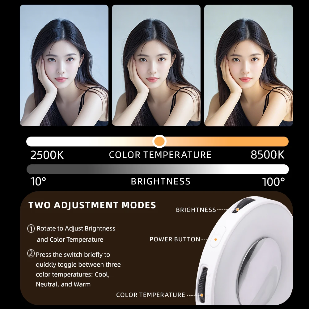 Magsafe Magnetic Fill Lights For iPhone 16 15 Universal Photography Live Broadcast LED Selfie Ring Lamp Retractable Flip Bracket