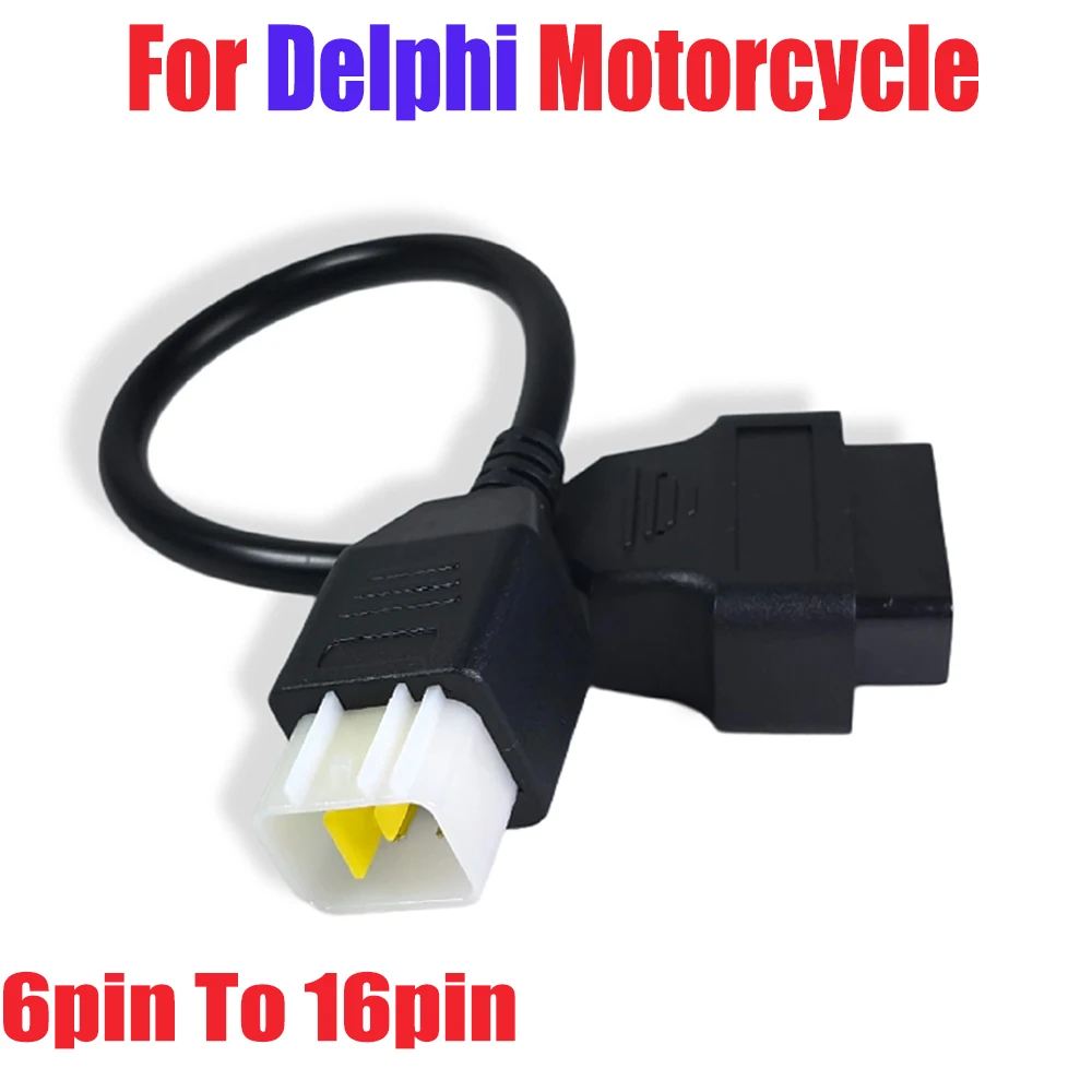 

For Delphi Motorcycle 6pin To 16pin Cable OBD2 Connector Cables Adapter OBD Diagnostic Cable Extension Connectors For Delphi