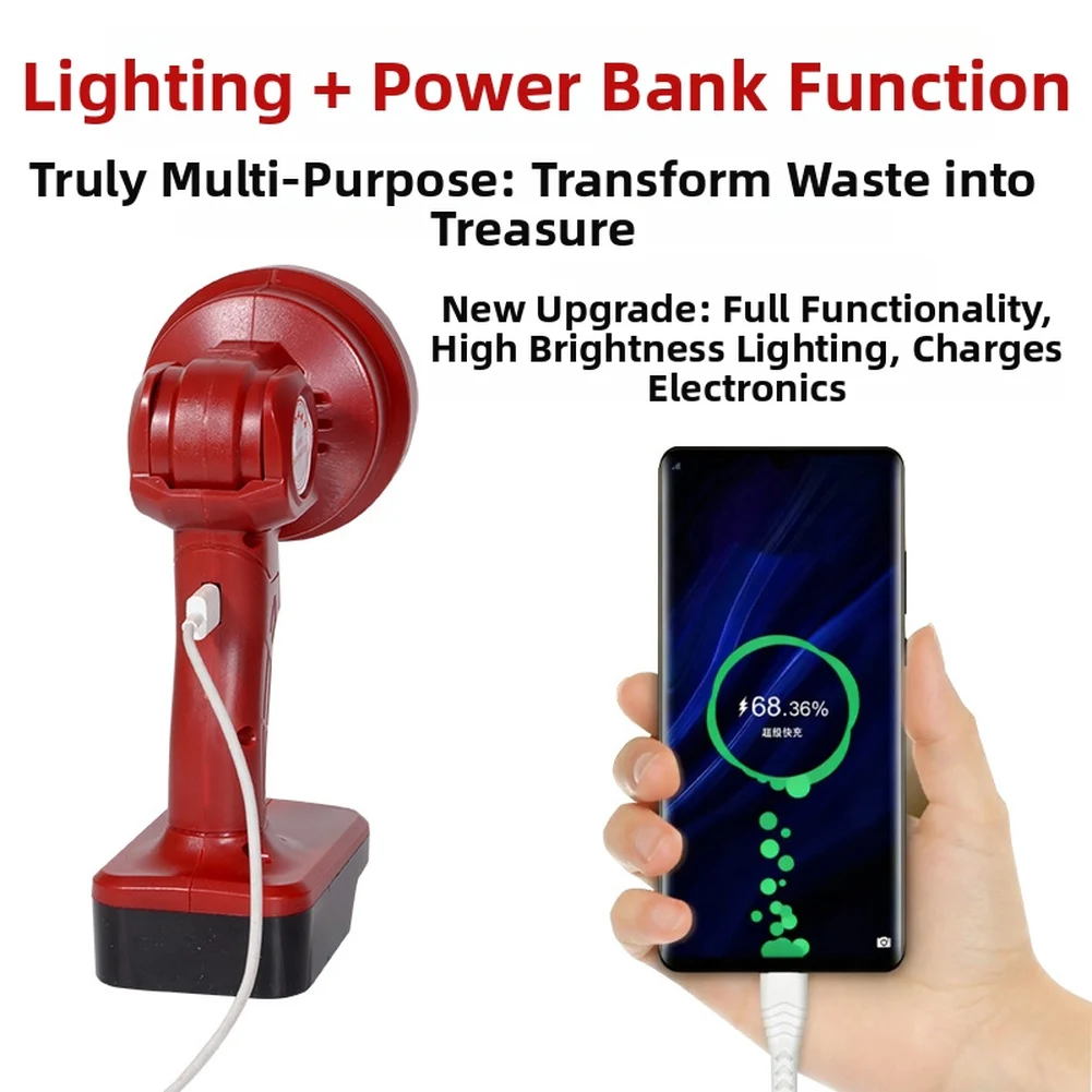 

High-Power Lithium Battery Work Light & Charger: Perfect For Camping & Repairs With USB Charging Port For Outdoor Repair Tools