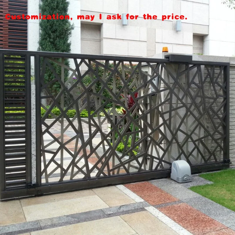 

custom.Aluminum Metal Remote Doubleside Sliding Fence Driveway Gate and Door Outdoor Garden Balcony