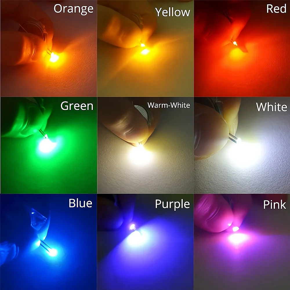 100PCS 0805 5050 LED SMD SMT Chip Red Yellow Green White Blue Orange RGB Purple Pink Emitting Diode Light 3.3V Voltage Neon Lamp