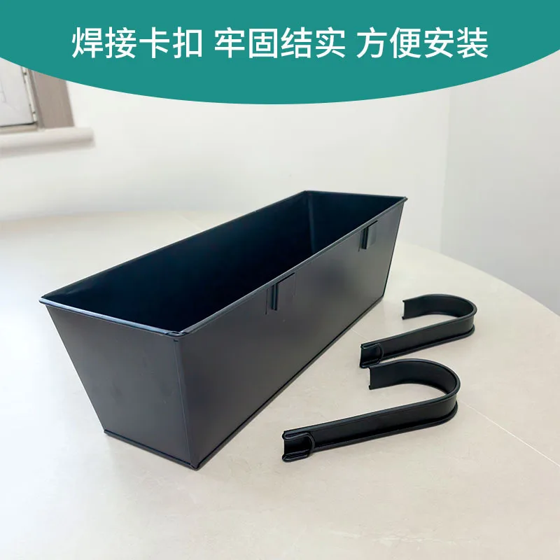 Detachable Hook Metal Rectangular Hanging Planter, Iron Hanging Flower Bucket for Indoor Outdoor Garden Balcony