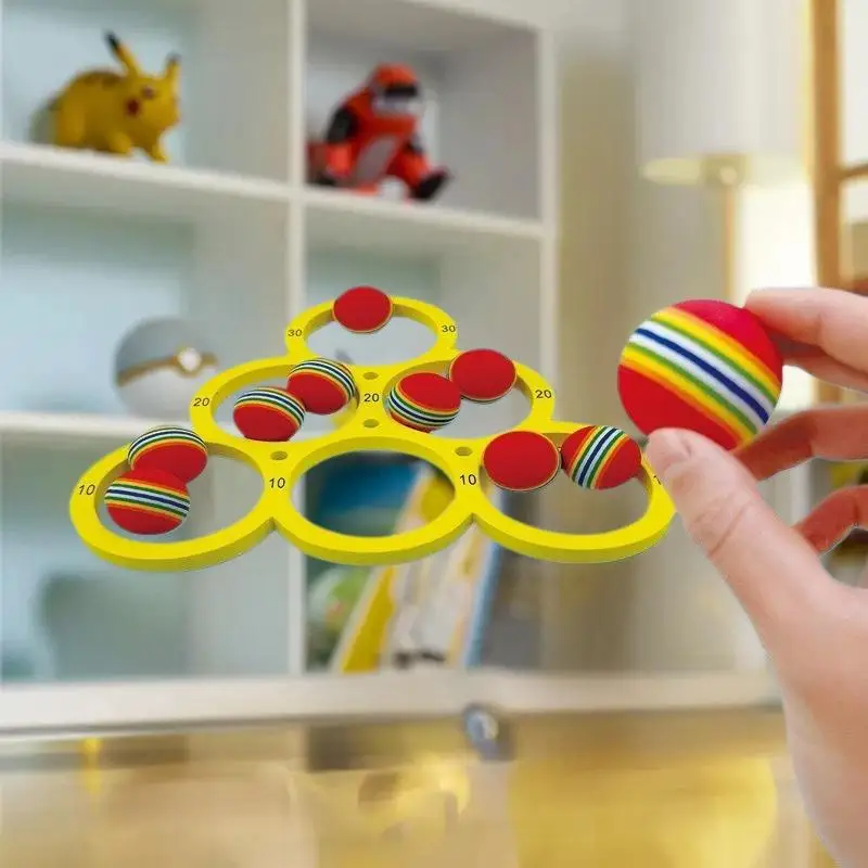 Splash Water Game Set: EVA Throwing Circle & 10/12 Rainbow Balls Pool Toy