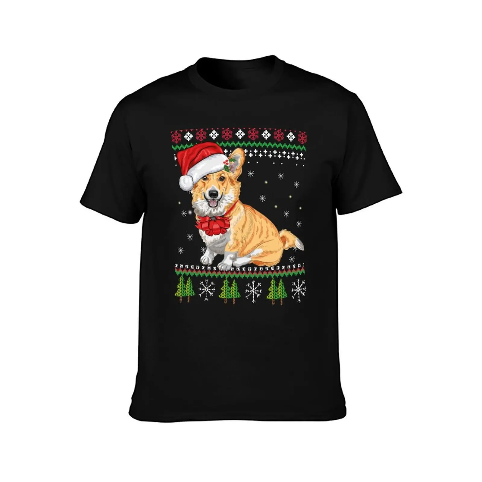 Christmas Corgi Ugly Sweater T-Shirt Work Wear Simple Tee Shirt T-Shirt