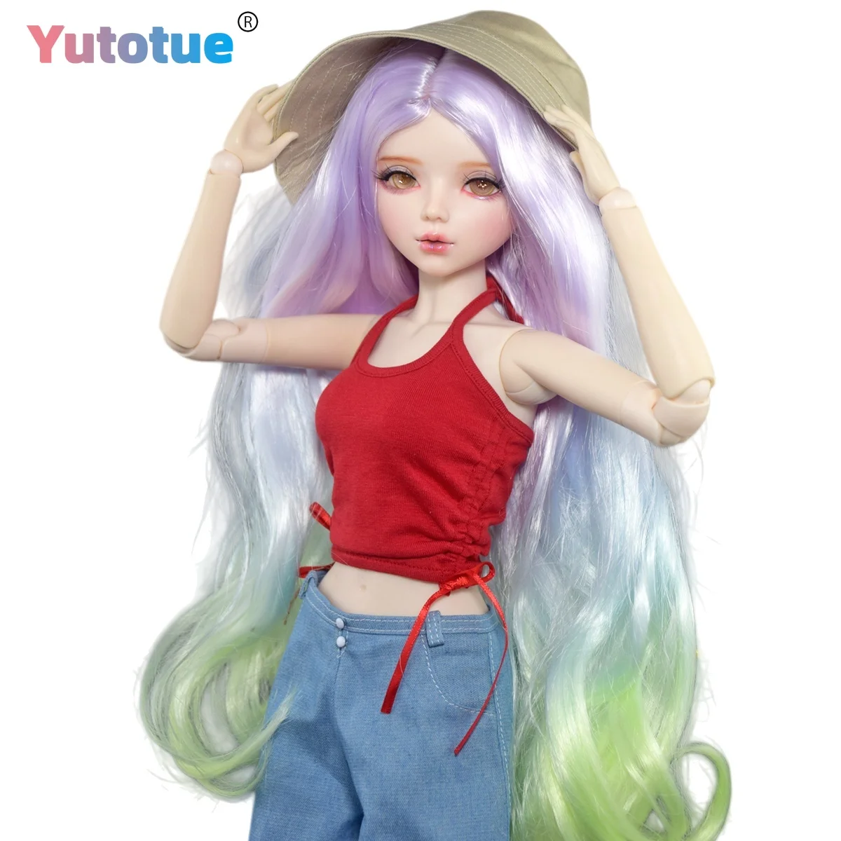 ตุ๊กตา YUTOTUE สูง 56 ซม. ตุ๊กตาผู้หญิง วิกผมไล่สี เสื้อกั๊ก กางเกงขาสั้น รองเท้า หมวก ชุดครบ 1/3 สเกล ตุ๊กตา BJD