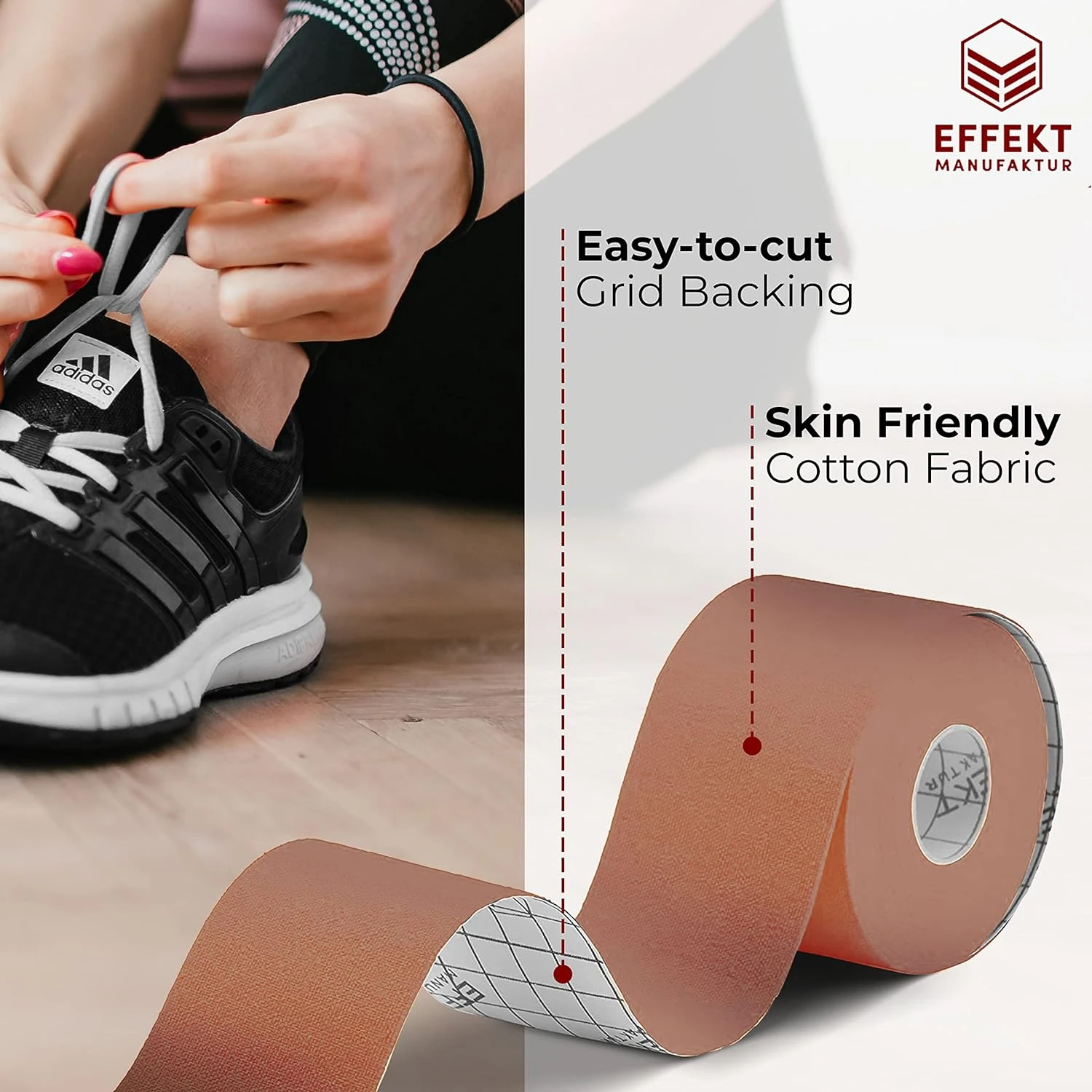 Enhanced Performance and Flexibility Long-lasting Beige Kinetic Tape - Premium Waterproof Kinesiology Tape for Professional Athl