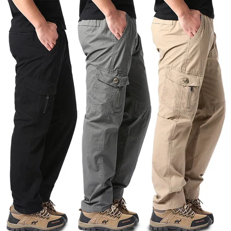 

Plus Size Men's Cargo Pants Casual Loose Multi Pocket High Quality Cotton Pants Long Trousers Mens Jogger Pants 5XL 6XL