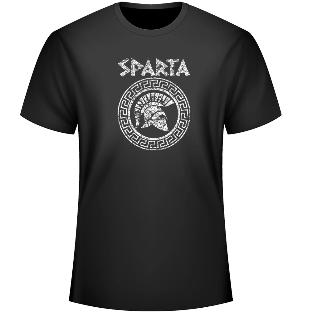 

Fashion Spartan Warrior Spartan Helmet Round Mark Printed T Shirt New 100% Cotton Short Sleeve O-Neck T-shirt Casual Mens Top