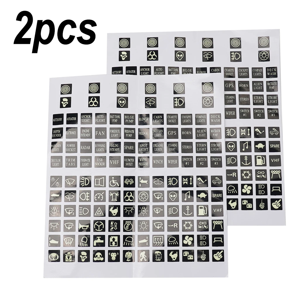 DIY High Quality New Replacement Rocker Switch Label Circuit Panel Trim 2pcs Black Car Accessories Decoration PVC