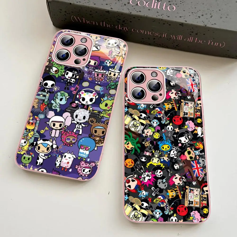 Japan T-TokidokiS Phone Case For iPhone 14 13 12 Mini 11 Pro XS Max X XR 14 Plus Tempered Glass Cover