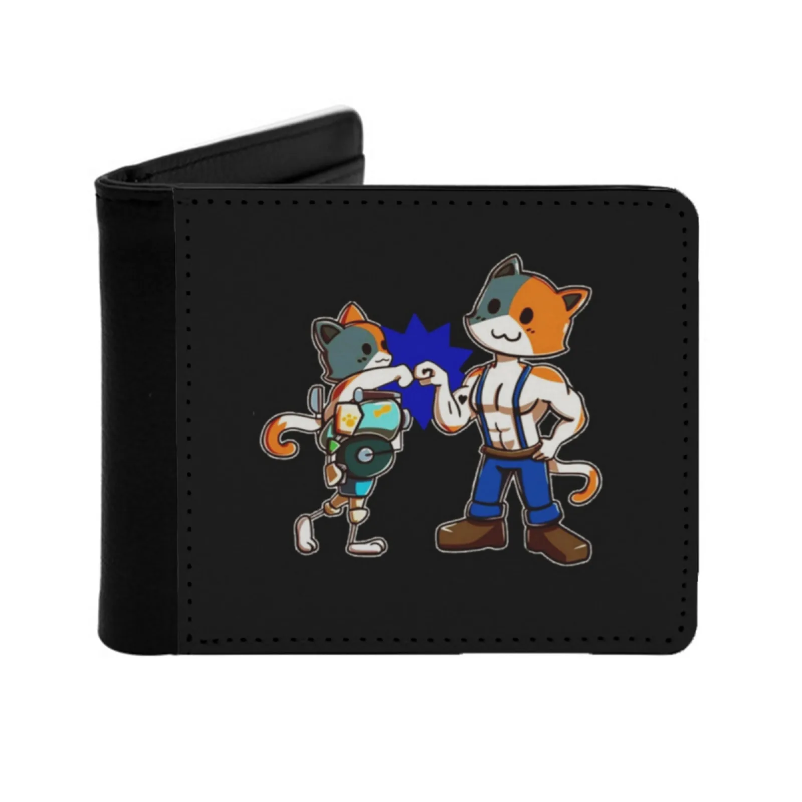 Meowscles Men Fashion Wallets Short Purses Cards Id Holder Money Wallet Meowscles Cat Funny Gamer Gaming Fitness Weightlifting