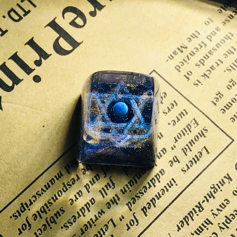 Cosmic Fantasy Resin Keycap Original Handmake Blue Boys Birthday Gifts Keycaps for Mechanical Keyboard Office Gamig Accessories