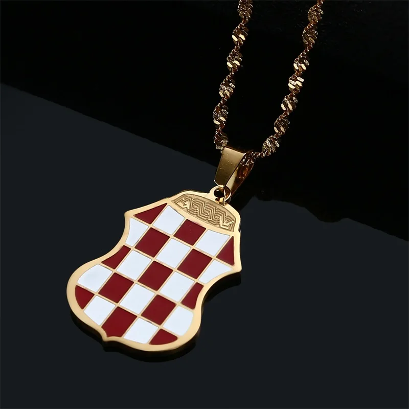 Croatia Flag Pendant Necklaces for Women Men Croatian National Symbol Jewelry