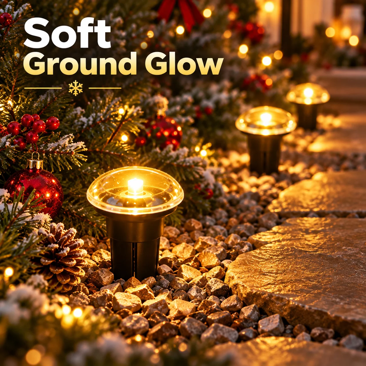 Christmas Solar Pathway Lights LED Ground Stake Lights Auto On at Night for Garden Yard Walkway Patio Holiday Decor