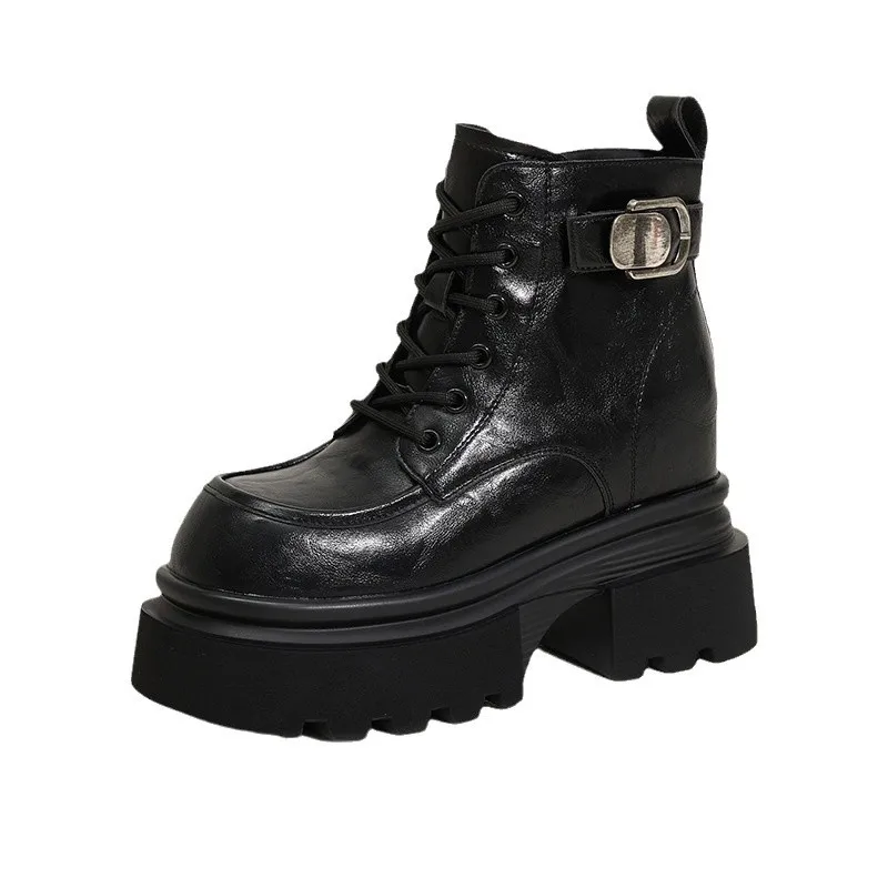 

7 см кожаные ботильоны из микрофибры зима-осень дымоход плюшевые весенние ботильоны до колена модные женские туфли на танкетке на платформе с молнией