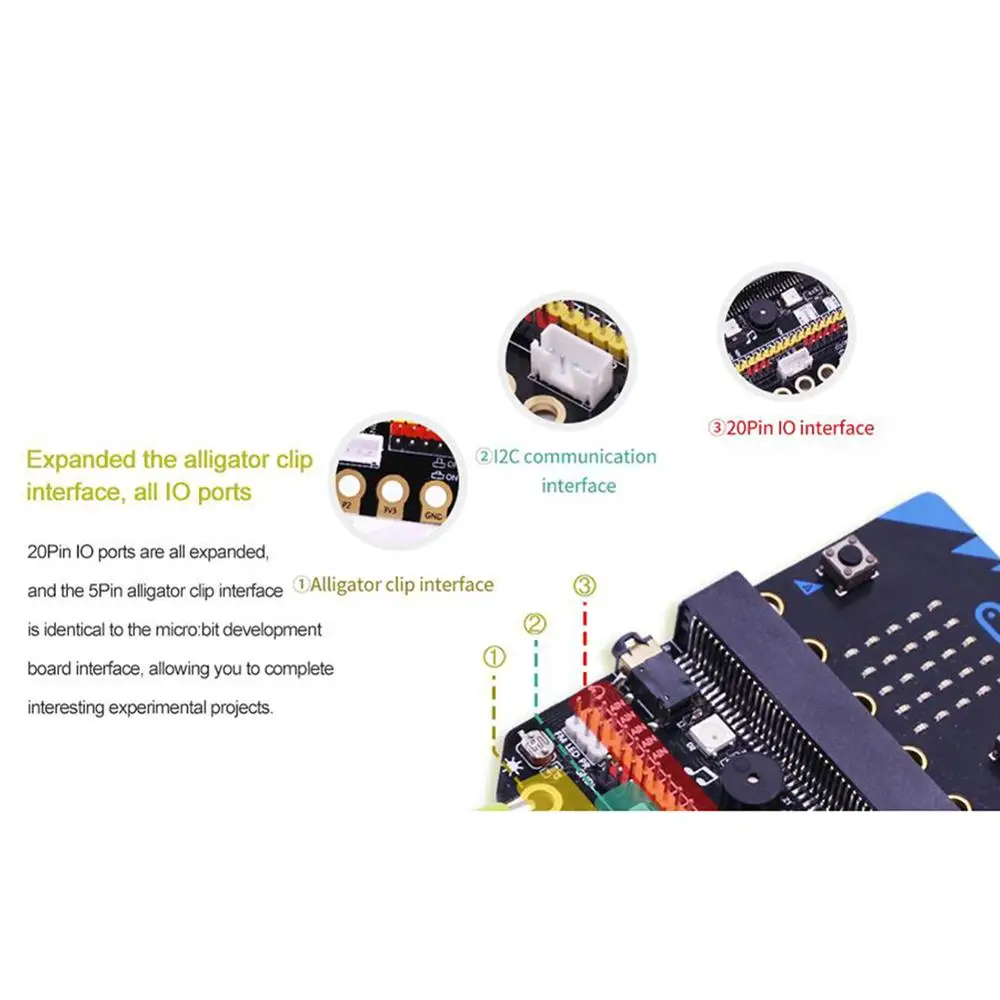 لـ Micro:bit Basic: Bit IO لوح تمديد أفقي من النوع Pinboard Microbit Python لوحة تطوير دعم بنة