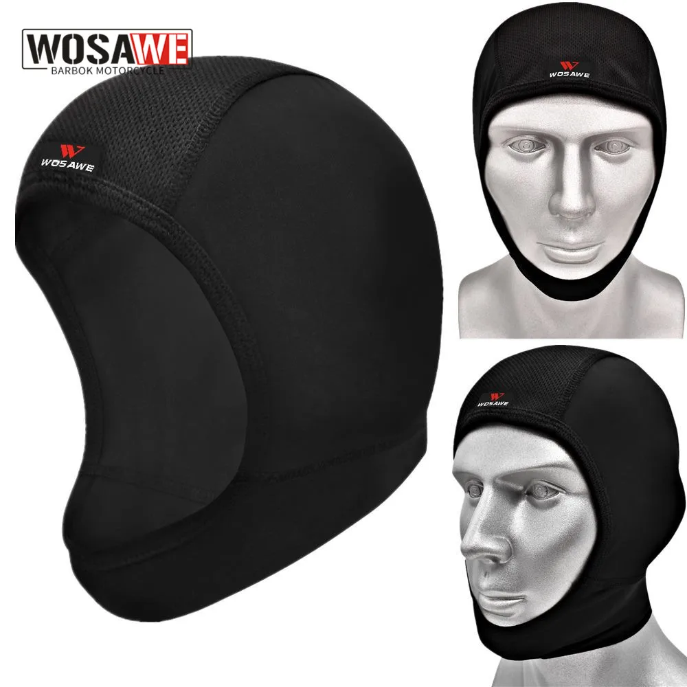 WOSAWE Unisex Motorcycle Balaclava Bike Chin Cover Quick Dry Breathable Cycling Motocross Helmets Inner Lining Hat Headgear