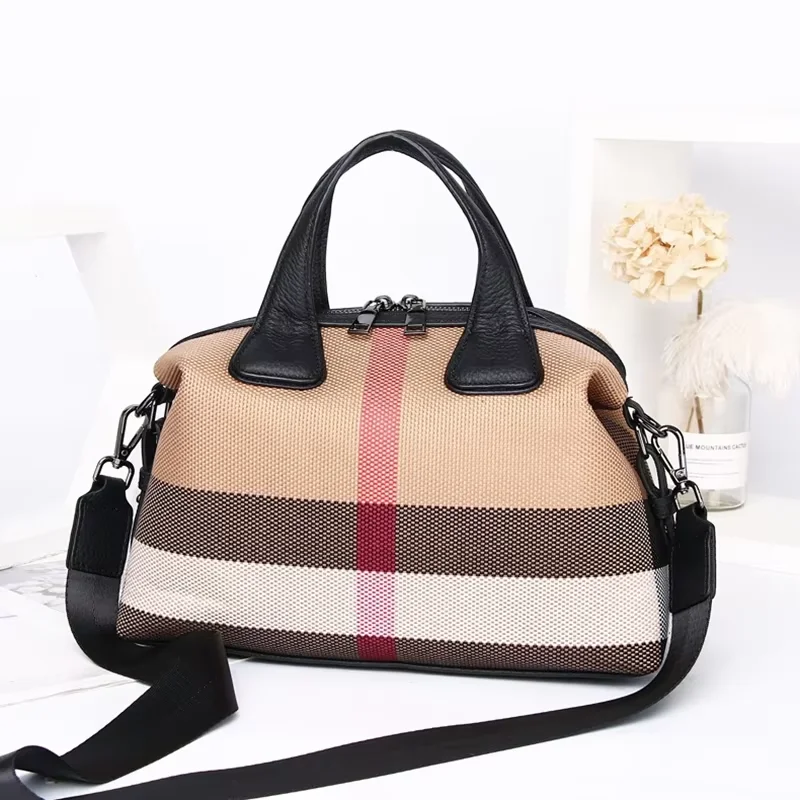 

Luxury Handbag, Women's Contrasting leather Bag, Casual Versatile Canvas Crossbody Bag, Fashionable Shoulder Bag