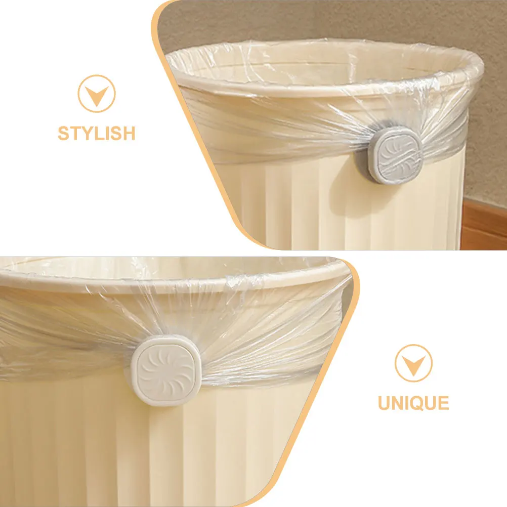 

4pcs Trash Bag Clips Garbage Bin Clamps Waste Basket Clip Fixer For Kitchen Home Leak Proof Smooth Edge Grey Design