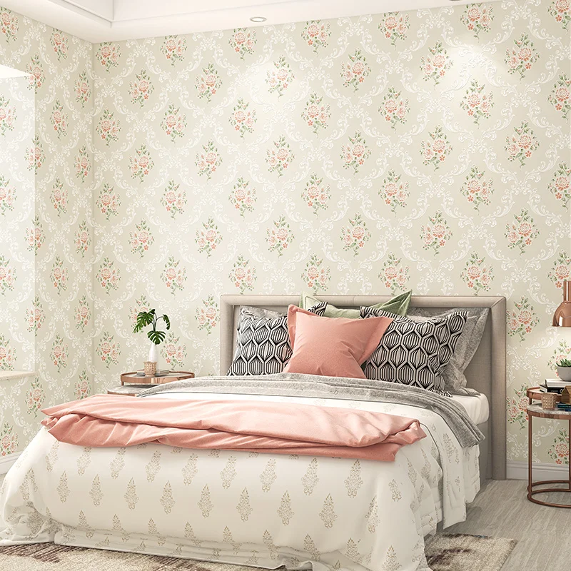 

American Pastoral Style Wallpaper Warm Room Bedroom Living Room Background Retro Small Flower Non-Woven Wallpapers