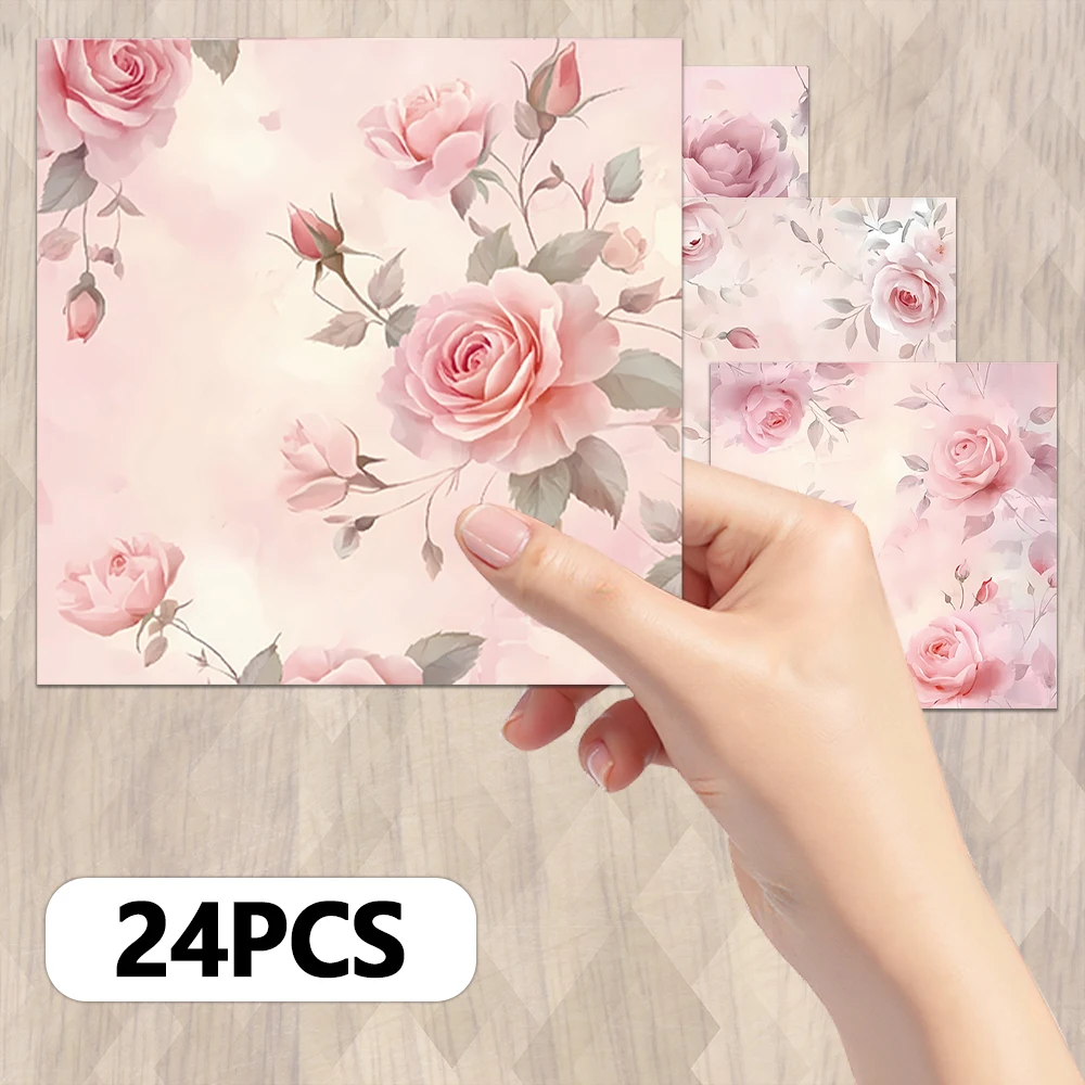 24 Stück, Vintage Spring Wilderness Theme Scrapbook-Papier, A5-Format, DIY-Tagebuch, Materialpapier, Grußkarte, Album, Basteln