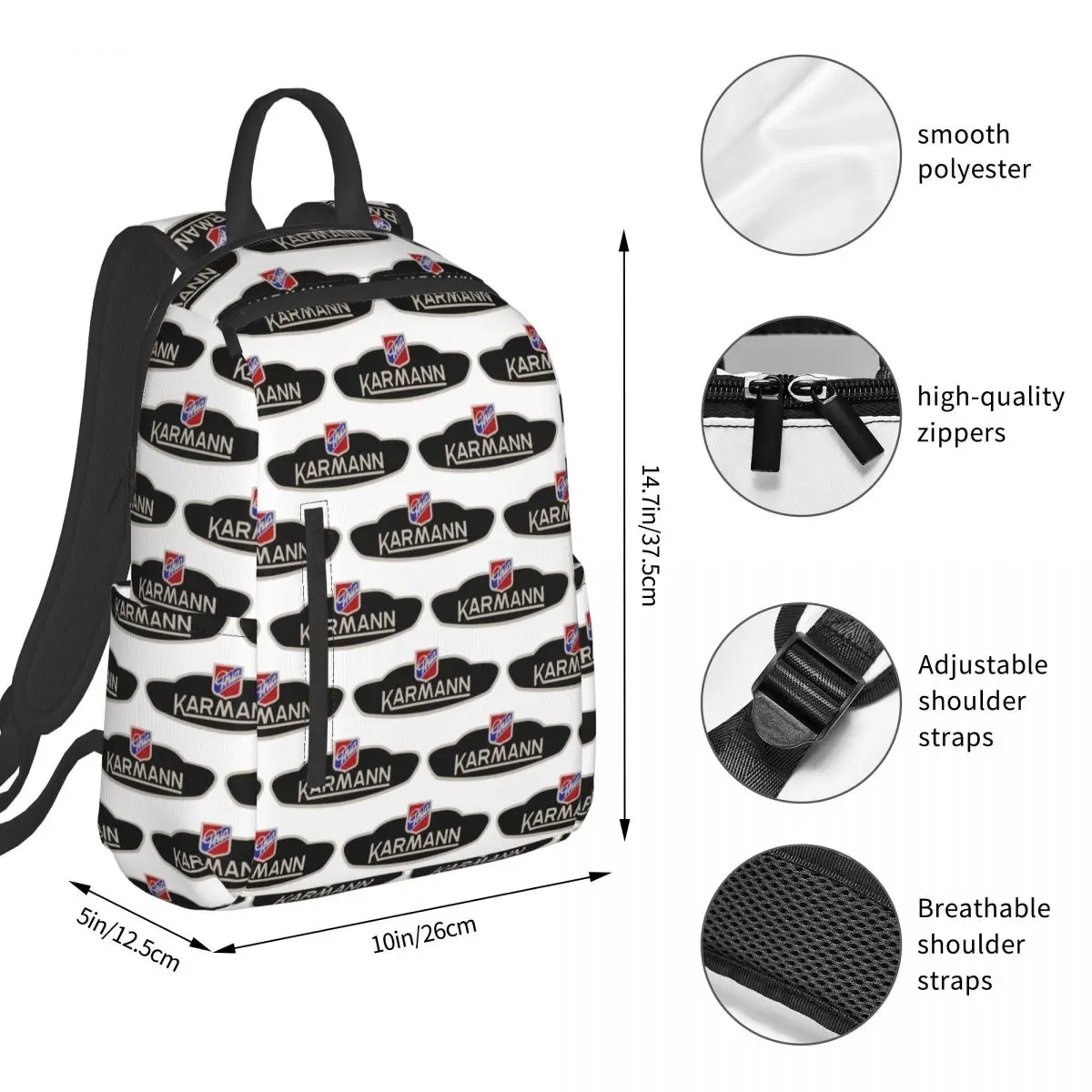 Karmann Ghia Emblem Backpack Student BookBag Children School Bag Laptop Shoulder Bags Boys Girls