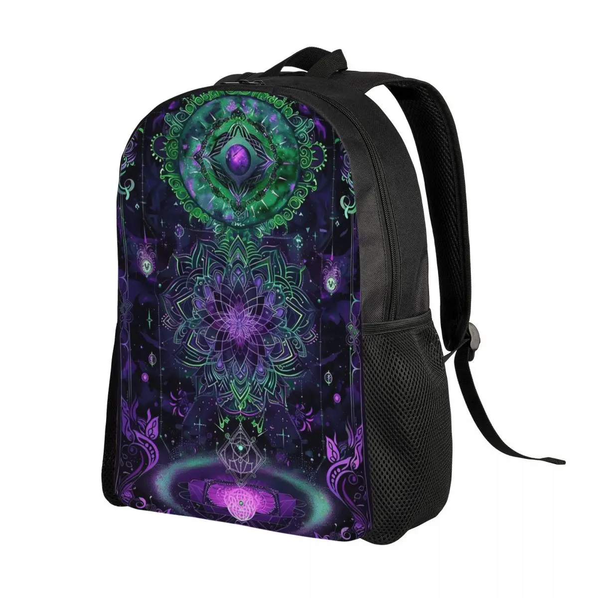 Retro Celestial Neon Glow With Astrological Symbols And Starry Night Design Backpack Daypack BookBag School Bag Shoulder Bags