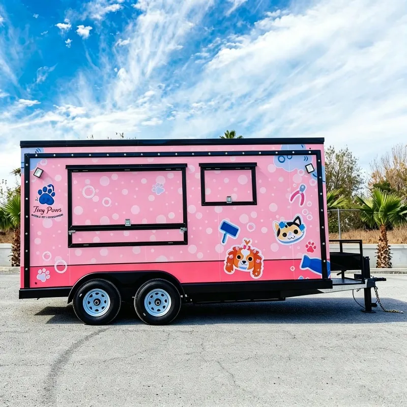 Mobile Service Pet Grooming Van Stainless Steel Bathing Tub Wash Station for Truck Custom